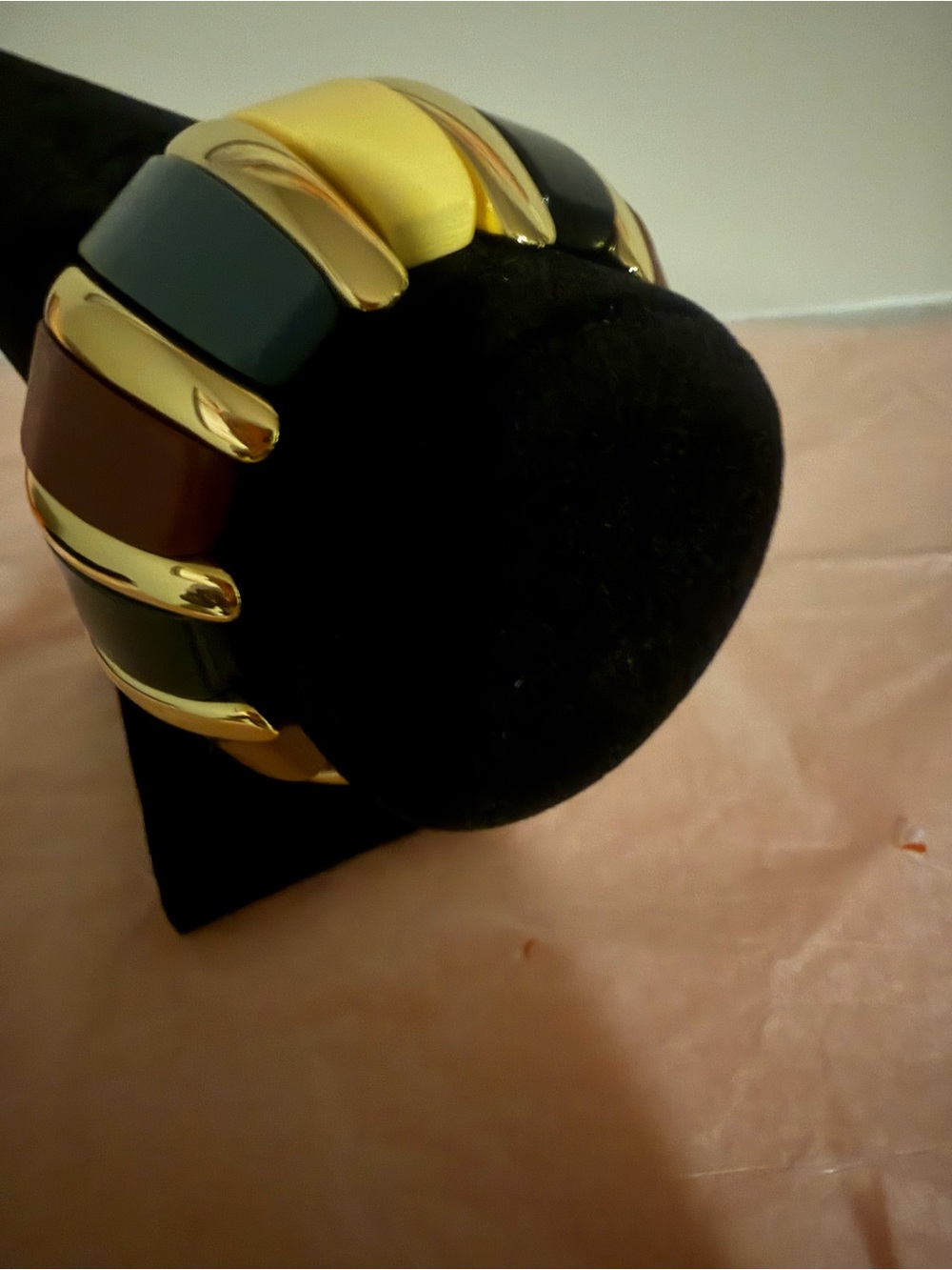 Gold Accent Multicolor Resin Link Bracelet - Black, Yellow, Green, Brown